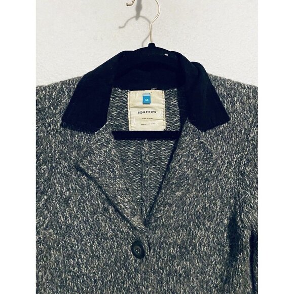 Anthropologie Sparrow Sweater Womens Medium Gray Blazer Corduroy Elbow Patch - Picture 3 of 7